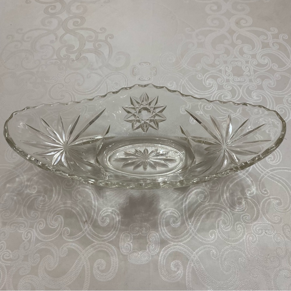 Vintage Crystal Glass Gondola Candy Bowl